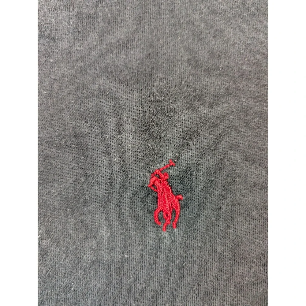 Polo Ralph Lauren Shirt Mens Black V-Neck Short Sleeve Embroidered Red Pony Logo
